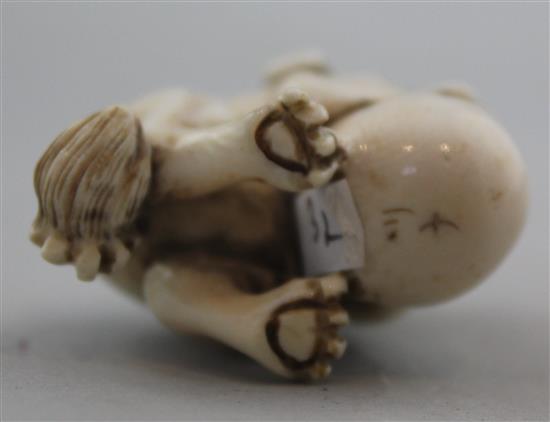 A Japanese ivory netsuke of a shi-shi, Edo period, 4cm